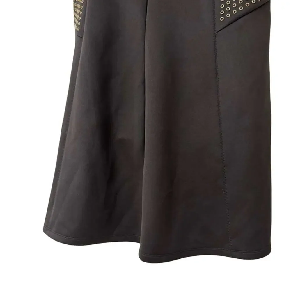 Michael Kors Womens Black Scuba Knit Studded V-Neck Mini Dress Stretch sz XL